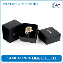 Luxe haute qualité stamping sliver logo noir boîte de montre avec manchon
